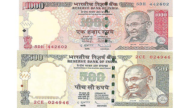 Los billetes de 500 y 1000 rupias ya no serán aceptados en la India.