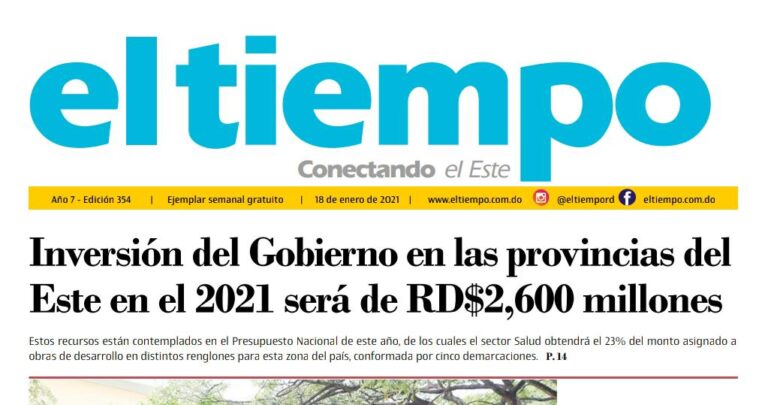 El Tiempo, edición impresa lunes 18 enero 2021