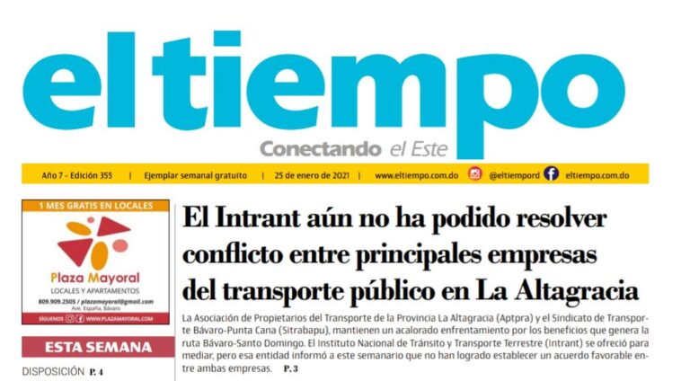 El Tiempo, edición impresa lunes 25 enero 2021